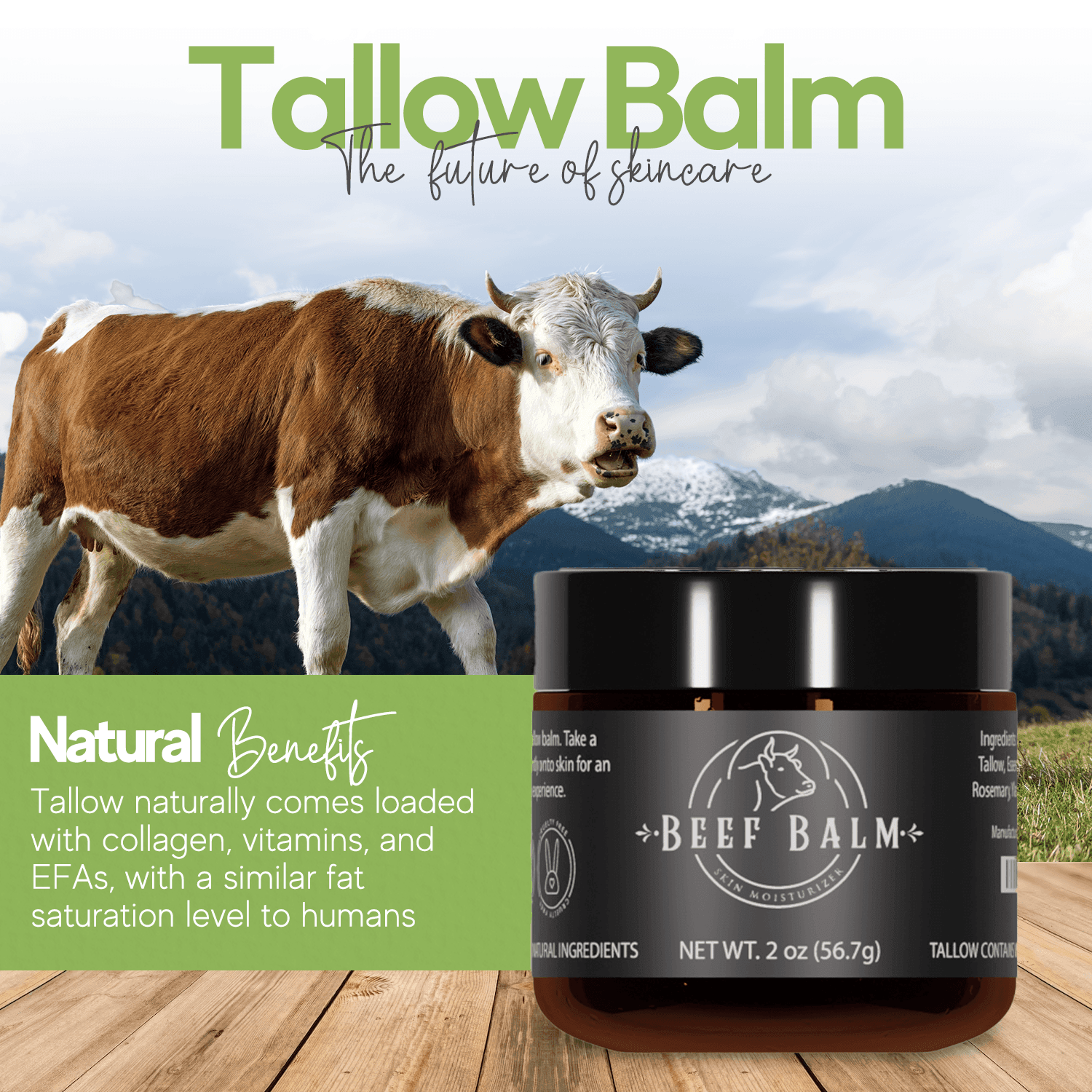 Beef Tallow Balm - Beef Tallow For Skin Care, Tallow Moisturizer, Face Cream, Lotion & Cream (Vanilla, Grass-Fed Tallow) - Nativae Organics