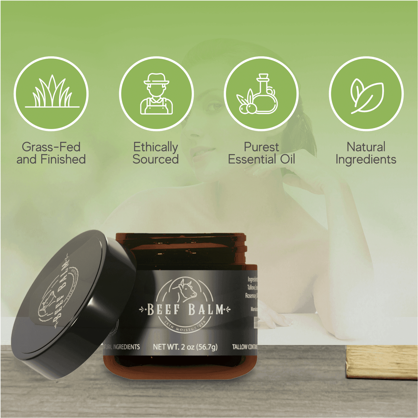 Beef Tallow Balm - Beef Tallow For Skin Care, Tallow Moisturizer, Face Cream, Lotion & Cream (Vanilla, Grass-Fed Tallow) - Nativae Organics
