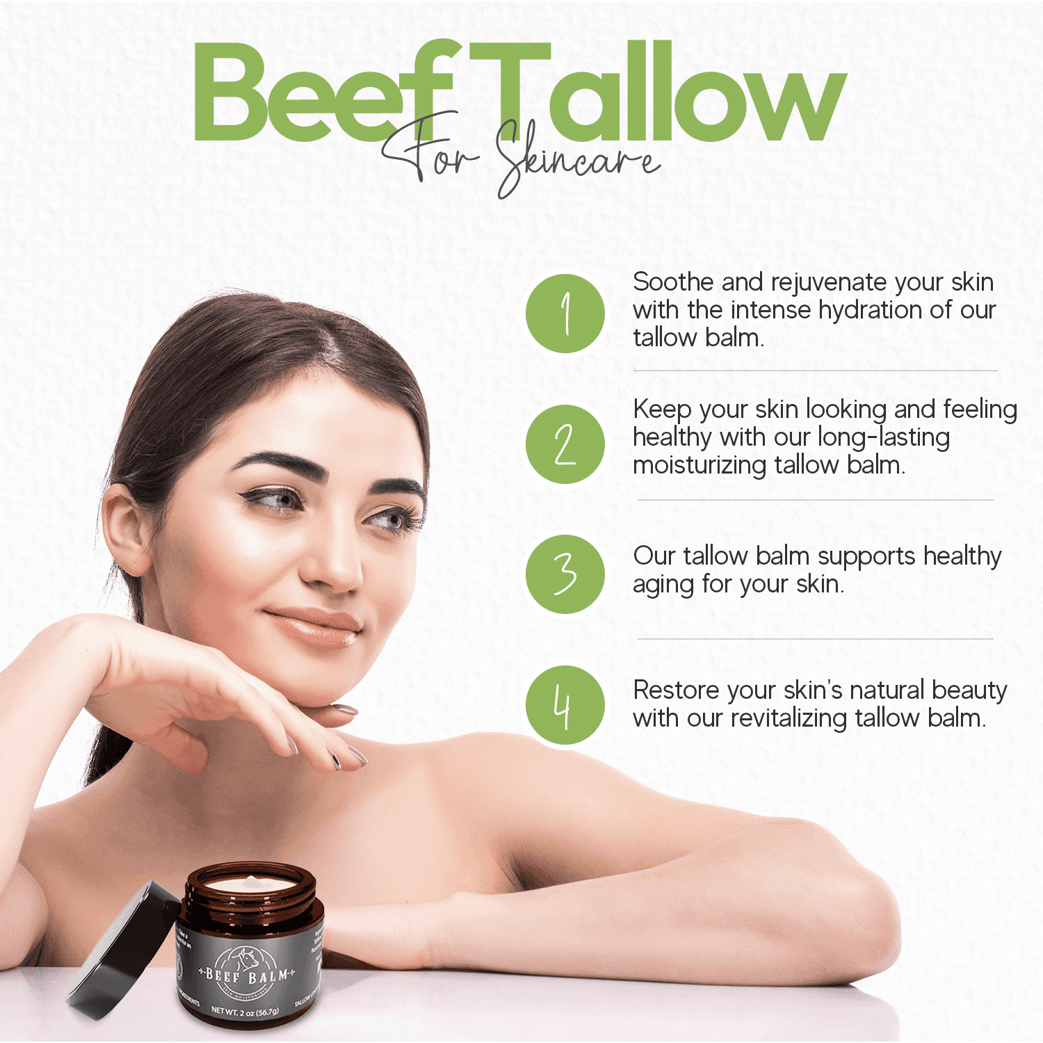 Beef Tallow Balm - Beef Tallow For Skin Care, Tallow Moisturizer, Face Cream, Lotion & Cream (Vanilla, Grass-Fed Tallow) - Nativae Organics