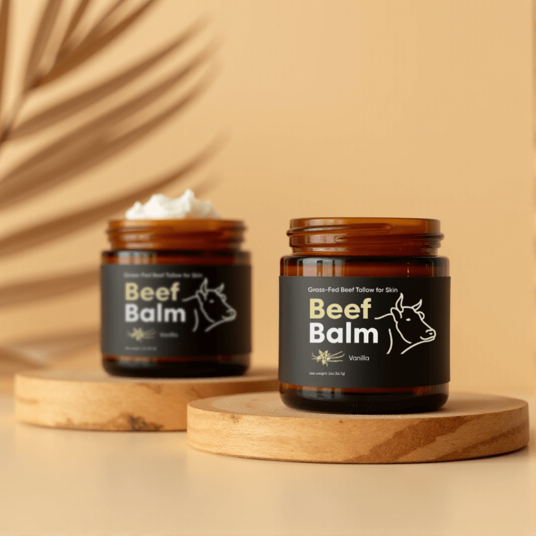 Beef Tallow for Skin (Vanilla) - 100% Grass-Fed Tallow Balm & Moisturizer for Face & Body