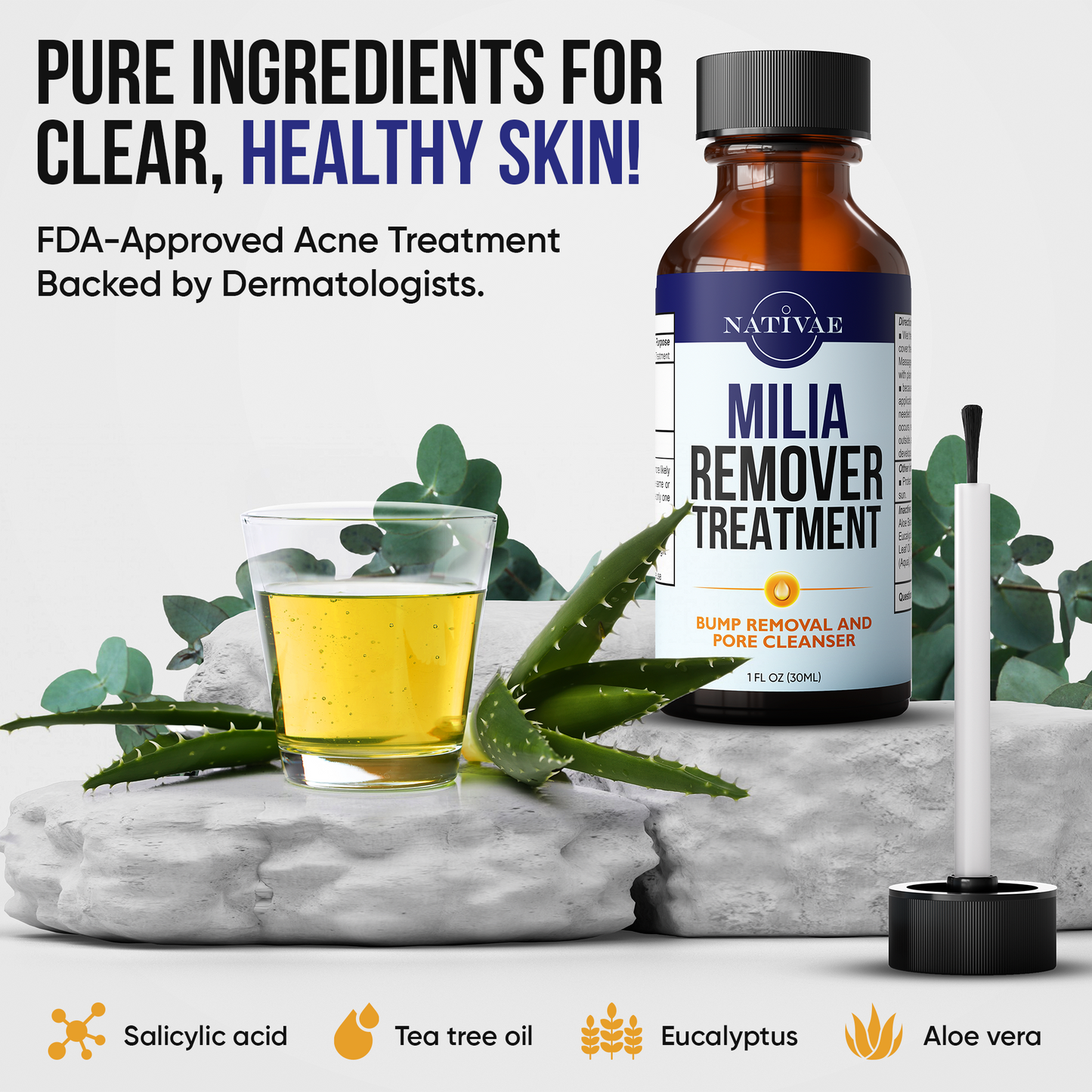 Milia Remover Treatment for Eyes & Face - Milia Spot Treatment with Salicylic Acid & Tea Tree Oil